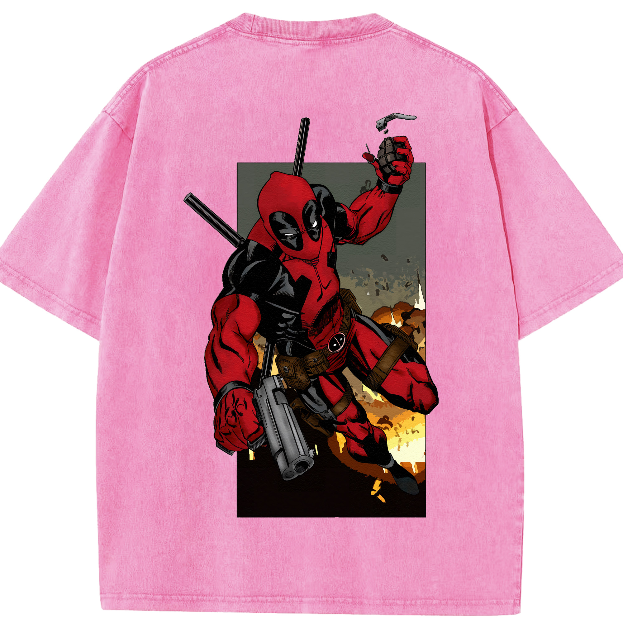 （画像用） Deadpool デッドプール 綿100% ヴィンテージ風 半袖Tシャツ（背面プリント）